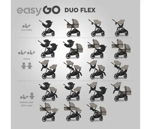 EasyGo Duoflex Savana Beige Pastaigu rati