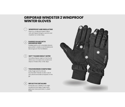 GripGrab winter gloves GripGrab Windster 2 Windproof Winter Black S