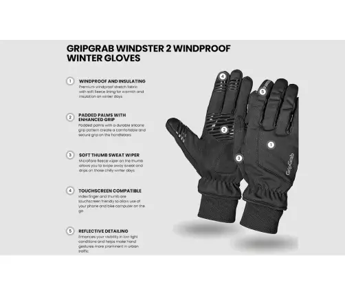 GripGrab talvekindad GripGrab Windster 2 Windproof Winter Black M