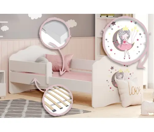 FALA 140x70 bērnu gulta ar drošības barjeru Sleeping princess