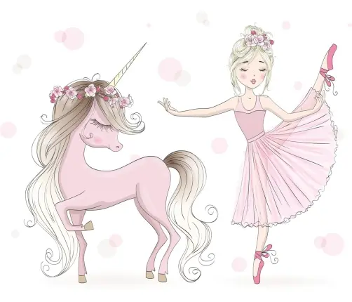 Bērnu gulta LUK 140x70 ar aizsargmaliņu un matraci Girl with unicorn