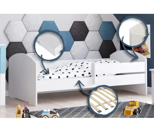 Lastevoodi Luk madratsi ja turvapiirdega 164 cm x 85 cm x 63 cm