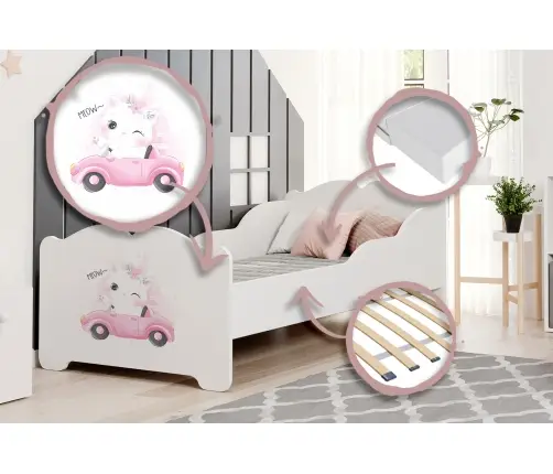 Детская кровать Anna 160x80 с матрасом Кот