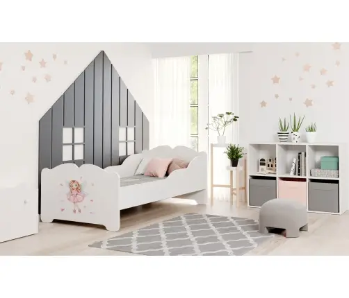 Bērnu gulta Anna 160x80 ar matraci Meitene ar spārniem