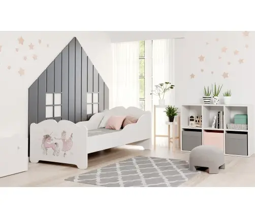 Vaikių lova Anna 160x80 su čiužiniu Mergaitė su vienaragiu