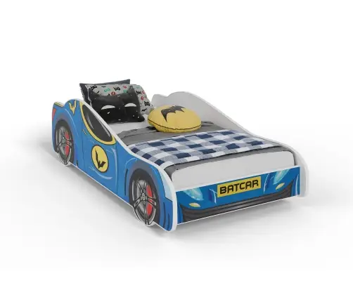 Детская кровать Batman Car II Blue с матрасом 160x80 см, машина Бэтмена