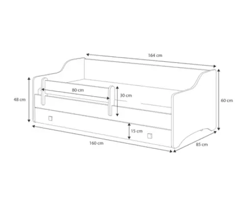 Vaikiška lova Erik 160x80 balta su čiužiniu Black Panel