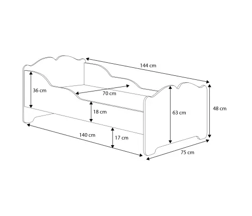 Vaikiška viengulė lova su stalčiumi ir čiužiniu Anna Cat 140x70