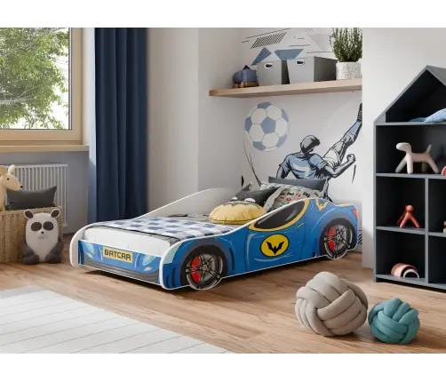 Детская кровать Batman Car II Blue с матрасом 160x80 см, машина Бэтмена