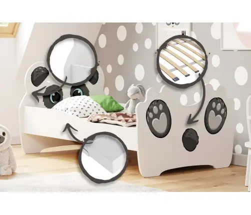 Bērnu gulta Panda 160x80 ar matraci Bērnu gulta Panda 160x80 ar matraci