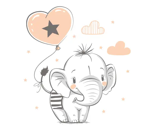 Vaikiška lova LUK 140x70 su stalčiumi ir čiužiniu Baby elephant