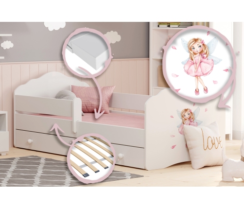 Children's bed FALA 160x80 with drawer Girl with wings
