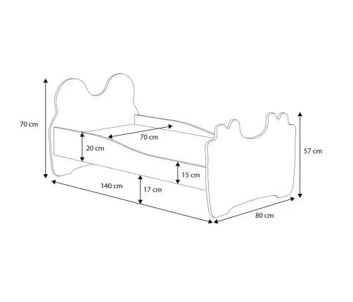 Children's Bed Panda 140x70 with Mattress