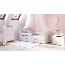 Kids Bed LUK 140x70 with Drawer and Mattress Princess in a Crown