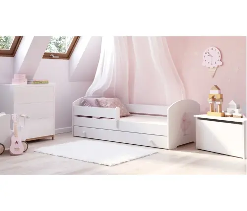 Детская кровать LUK 140x70 с ящиком и матрасом Princess in a Crown