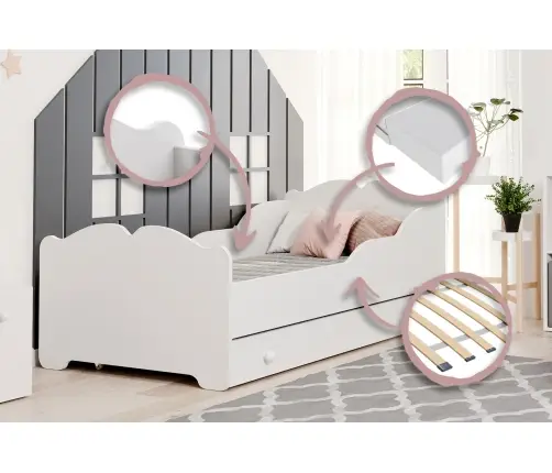 Anna lastevoodi 160x80 sahtliga Valge