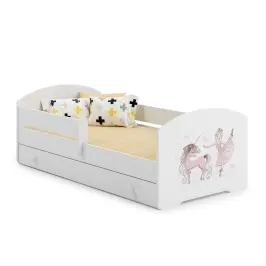 Lastevoodi LUK sahtli ja madratsiga 160x80 Girl with unicorn