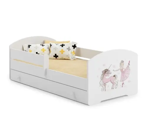 Lastevoodi LUK sahtli ja madratsiga 160x80 Girl with unicorn