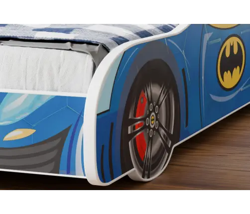Bērnu gulta Batman Car II Blue ar matraci 160x80 cm, Betmena automašīna