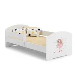 Children's Bed Luk with Mattress and Safety Barrier 164 cm x 85 cm x 63 cm 160x80 Girl with wings