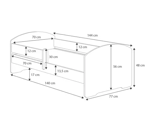 Детская кровать LUK 140x70 с бортиком и матрасом Girl with wings