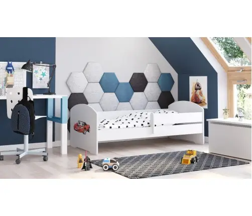 Children's Bed Luk with Mattress and Safety Barrier 164 cm x 85 cm x 63 cm 160x80 Racing car