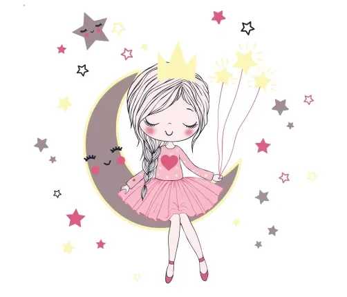 Детская кровать LUK 140x70 с бортиком и матрасом Sleeping princess