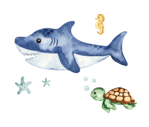 Bērnu gulta LUK 140x70 ar aizsargmaliņu un matraci Shark