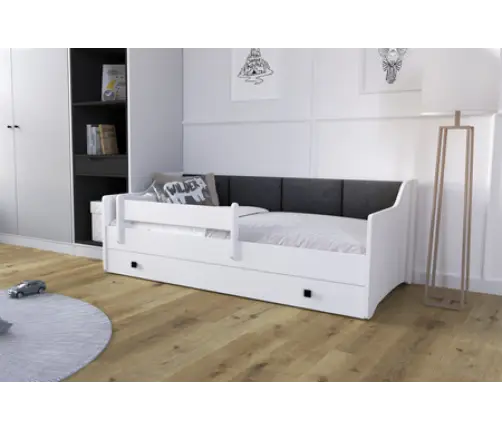 Vaikiška lova Erik 160x80 balta su čiužiniu Black Panel