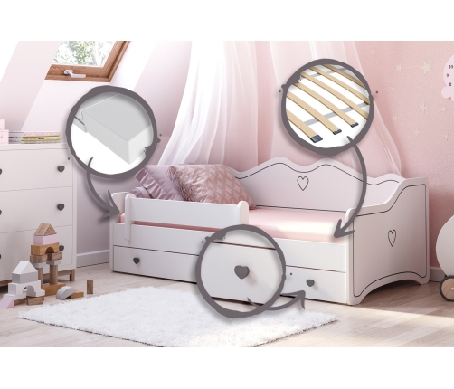 Bērnu gulta Emma 140x70 ar matraci Grey