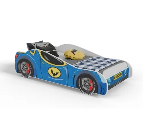 Bērnu gulta Batman Car II 140x70 cm ar matraci – zila