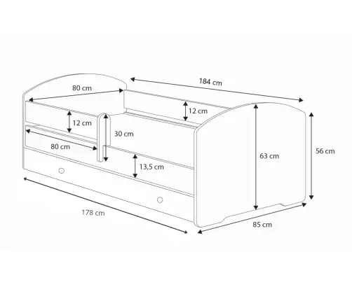 Vienvietīga gulta ar atvilktni un matraci LUK 180x80