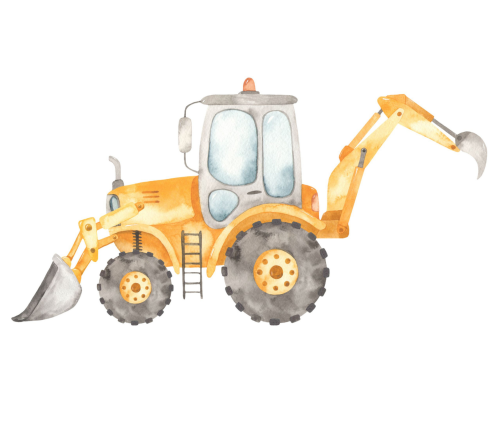 Детская кровать LUK 140x70 с ящиком и матрасом Excavator