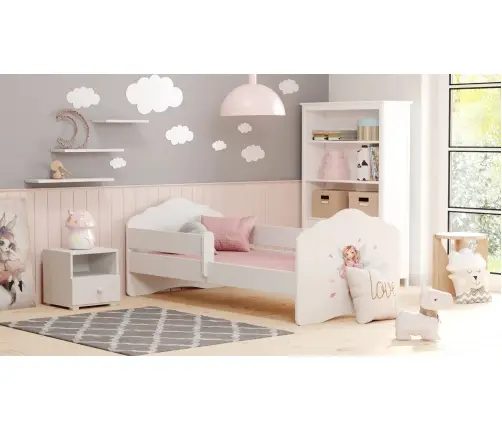 FALA vaikiška lova 140x70 su apsauginiu borteliu Girl with wings