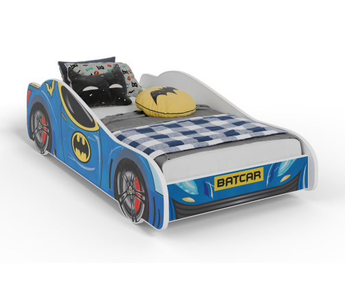 Bērnu gulta Batman Car II Blue ar matraci 160x80 cm, Betmena automašīna