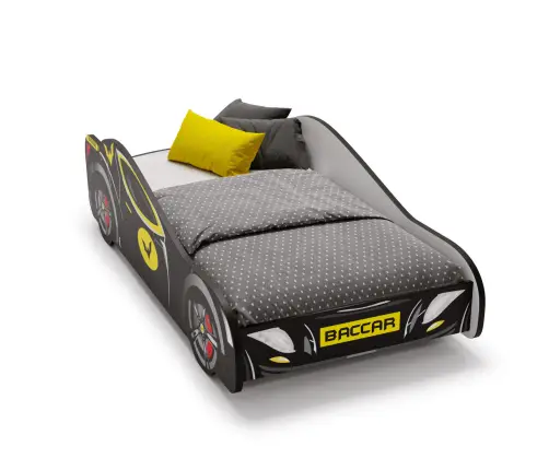 Batman Car II bērnu gulta 160x80 ar matraci Melna