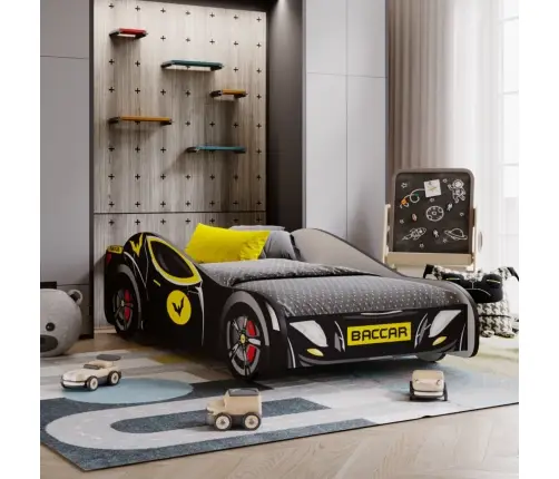 Batman Car II bērnu gulta 160x80 ar matraci Melna