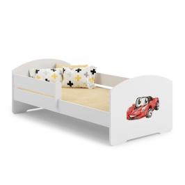 Bērnu gulta Luk ar matraci un aizsargbarjeru 164 cm x 85 cm x 63 cm Racing car