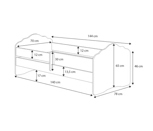 FALA vaikiška lova 140x70 su apsauginiu borteliu Girl with wings