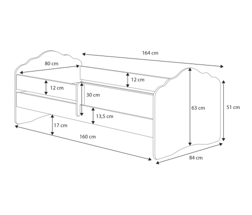 Children's bed FALA 160x80 with drawer Girl with wings