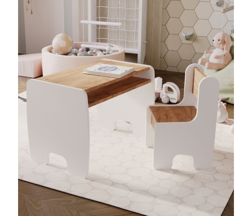 Bērnu galda un krēslu komplekts white/oak craft gold colour