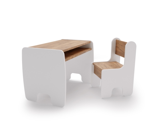Bērnu galda un krēslu komplekts white/oak craft gold colour