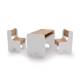 Bērnu galda un divu bērnu krēslu komplekts white/oak craft gold colour