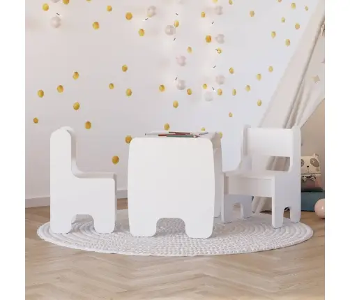 Bērnu galda un divu bērnu krēslu komplekts white