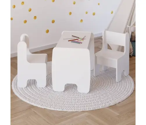 Bērnu galda un divu bērnu krēslu komplekts white