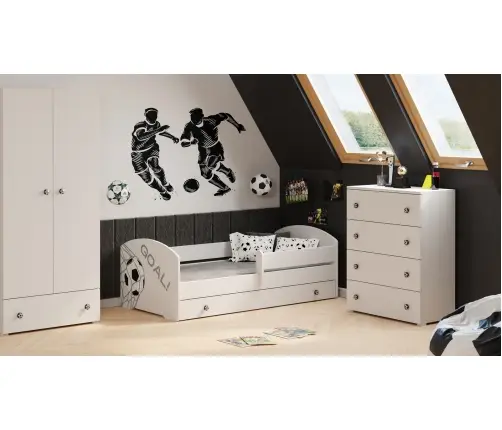 Детская кровать LUK с ящиком и матрасом 140x70 Football