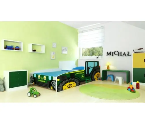 RIKO Kids Green Car Bed with Mattress 140x70