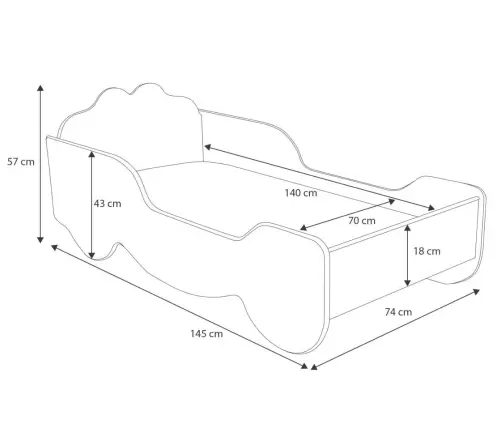 Vaikiška lova Karetta su čiužiniu 165x84x49 cm, Princesė