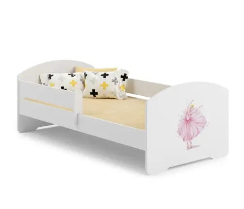 Vaikiška lova Luk su čiužiniu ir apsaugine tvorele 164 cm x 85 cm x 63 cm Princess in a crown