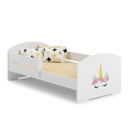 Children's Bed LUK 140x70 with Side Rail and Mattress Unicorn horn